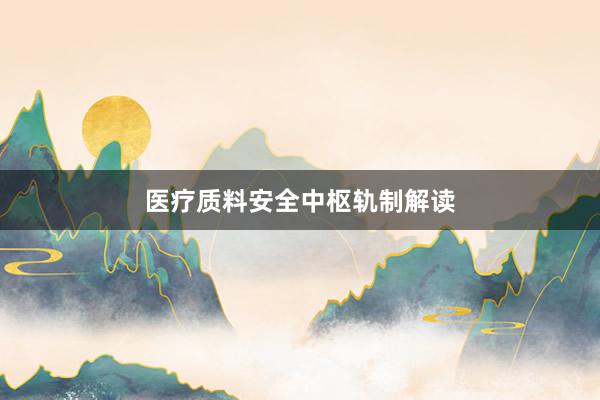 医疗质料安全中枢轨制解读