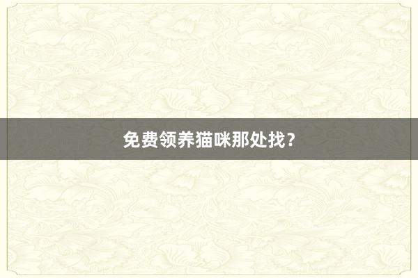 免费领养猫咪那处找?